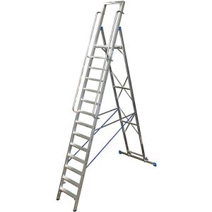 Stufenstehleiter, mit großer Plattform, Aluminium, mit 14 Stufen