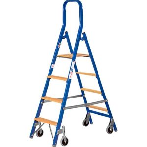 Stufenstehleiter Multicolor, doppelseitig besteigbar, 2×3 Stufen, 1 Plattform Stufenstehleiter Multicolor, doppelseitig besteigbar, 2×3 Stufen, 1 Plattform