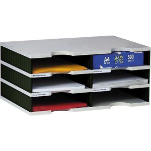 styro® Sortierstation styrodoc Standard, DIN C4, 3 Etagen/2-reihig/6 Fächer, grau/schwarz styro® Sortierstation styrodoc Standard, DIN C4, 3 Etagen/2-reihig/6 Fächer, grau/schwarz