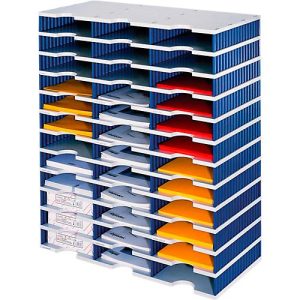styro® Sortierstation styrodoc Standard SET, DIN C4, 12 Etagen/3-reihig/36 Fächer, grau/blau styro® Sortierstation styrodoc Standard SET, DIN C4, 12 Etagen/3-reihig/36 Fächer, grau/blau