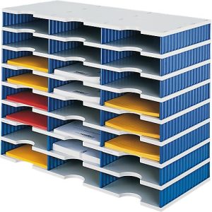 styro® Sortierstation styrodoc Standard SET, DIN C4, 8 Etagen/3-reihig/24 Fächer, grau/blau styro® Sortierstation styrodoc Standard SET, DIN C4, 8 Etagen/3-reihig/24 Fächer, grau/blau