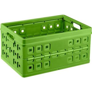 Sunware Square Klappbox, Inhalt 46 Liter, mit Durchfassgriff, natur-grün Sunware Square Klappbox, Inhalt 46 Liter, mit Durchfassgriff, natur-grün