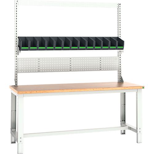 Systemwerkbank Bott cubio, mit Aufnahmerahmen, Buche-Multiplexplatte, bis 800 kg, B 2000 x T 750 mm, Lichtgrau