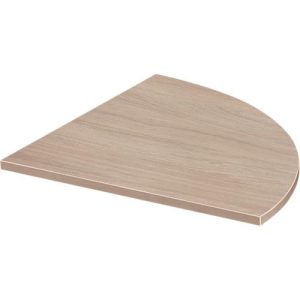 Systemwinkelplatte, 90° gerundet, B 800 x T 800 mm, Eiche/weißalu Systemwinkelplatte, 90° gerundet, B 800 x T 800 mm, Eiche/weißalu