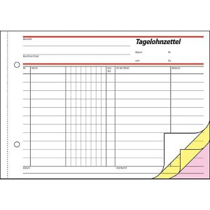 Tagelohnzettel Sigel SD065, selbstdurchschreibend, DIN A5 quer, 3 x 40 Blatt Tagelohnzettel Sigel SD065, selbstdurchschreibend, DIN A5 quer, 3 x 40 Blatt