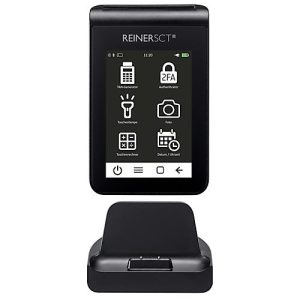 TAN & TOTP Generator REINER SCT tanJack® deluxe, 2-Faktor-Authentisierung, zusätzlicher PIN-Schutz 3,5″ Touchdisplay, Kartenslot, inkl. Ladestation & Netzteil, schwarz TAN & TOTP Generator REINER SCT tanJack® deluxe, 2-Faktor-Authentisierung, zusätzlicher PIN-Schutz 3,5″ Touchdisplay, Kartenslot, inkl. Ladestation & Netzteil, schwarz
