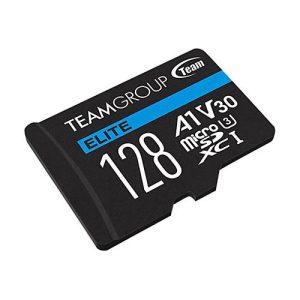 Team ELITE A1 – Flash-Speicherkarte (SD-Adapter inbegriffen) – 128 GB – A1 / Video Class V30 / UHS-I U3 – microSDXC
