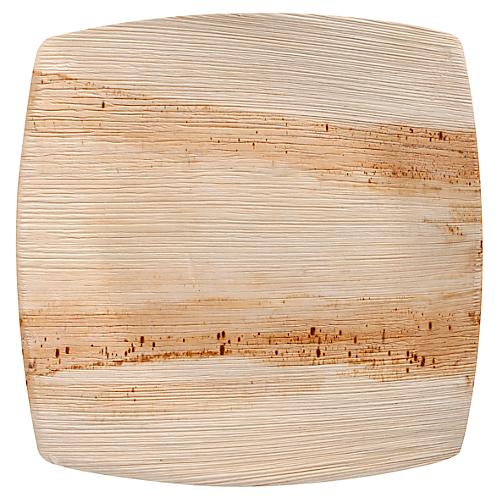 Teller Papstar QUADRATO Pure, Einweg, quadratisch, L 260 x B 260 mm, wasser- & hitzebeständig, kompostierbar, Palmblatt, natur, 25 Stück
