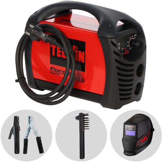 Telwin Force 165 – Inverter-Schweißgerät (MMA) + Schutzmaske, Gleichstrom (DC)