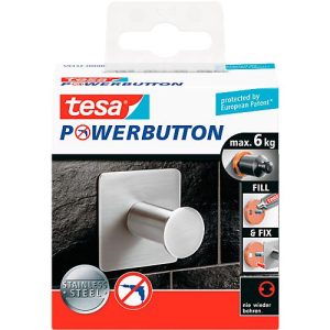 tesa Powerbutton Haken Classic, Edelstahl, eckig tesa Powerbutton Haken Classic, Edelstahl, eckig