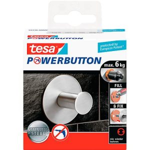 tesa Powerbutton Haken Classic, Edelstahl, rund tesa Powerbutton Haken Classic, Edelstahl, rund