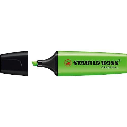 Textmarker STABILO® BOSS Original, Keilspitze, lichtbeständig, schnell trocknend, grün, 10 Stück