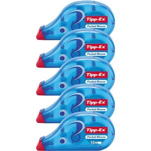 Tipp-Ex Mouse Korrekturroller, sofort überschreibbar, mit Verschlusskappe, Bandmaße L 10 m x B 4,2 mm, weiß, 4+1 Stück gratis Tipp-Ex Mouse Korrekturroller, sofort überschreibbar, mit Verschlusskappe, Bandmaße L 10 m x B 4,2 mm, weiß, 4+1 Stück gratis