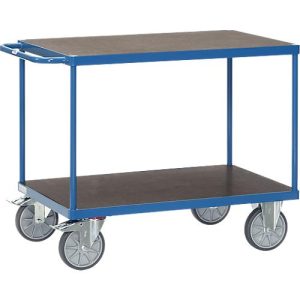 Tischwagen fetra®, 2 Etagen, Lenk- & Bockrollen, bis 600 kg, Ladeflächen Sperrholz mit L 1200 x B 800 mm Tischwagen fetra®, 2 Etagen, Lenk- & Bockrollen, bis 600 kg, Ladeflächen Sperrholz mit L 1200 x B 800 mm