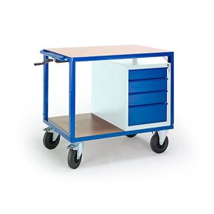 Tischwagen höhenverstellbar, 1090 x 700 mm, mit Schubladenschrank, Tragkraft 400 kg Tischwagen höhenverstellbar, 1090 x 700 mm, mit Schubladenschrank, Tragkraft 400 kg