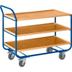 Tischwagen m. Holzrand, L 1000 x B 575 mm, 3 Etagen Tischwagen m. Holzrand, L 1000 x B 575 mm, 3 Etagen