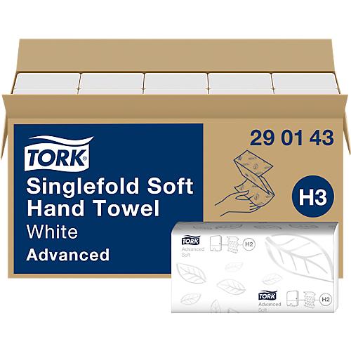 Tork® Papierhandtücher Advanced 290143, Zick-Zack-Falzung, 2-lagig, Einzeltuchentnahme, 15 Pack á 250 Stück (3750 Blatt), hochweiß