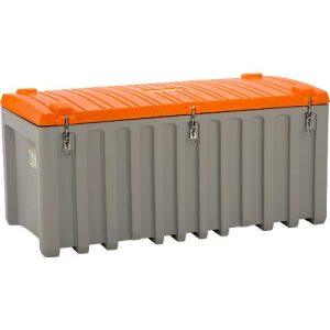 Transport- und Pritschenbox CEMO CEMbox 750, Polyethylen, 750 l, L 1700 x B 840 x H 800 mm, stapelbar, mit Seitentür, grau/orange Transport- und Pritschenbox CEMO CEMbox 750, Polyethylen, 750 l, L 1700 x B 840 x H 800 mm, stapelbar, mit Seitentür, grau/orange