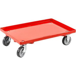 Transportroller, geschlossen, L 415 x B 615 x H 175 mm, Traglast 300 kg, 4 Lenkrollen, rot Transportroller, geschlossen, L 415 x B 615 x H 175 mm, Traglast 300 kg, 4 Lenkrollen, rot