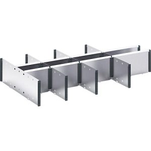 Trennwände Bott verso, Fronthöhe Schub 175 mm, B 1050 x T 550 x H 127 mm, Stahlblech, Grau Trennwände Bott verso, Fronthöhe Schub 175 mm, B 1050 x T 550 x H 127 mm, Stahlblech, Grau