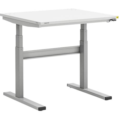 Treston TED Arbeitstisch M750 ESD, B 900 x T 800 mm, elektrisch höhenverstellbar, T-Fuß, hellgrau RAL 7025
