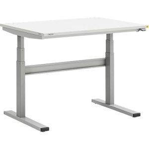 Treston TED Arbeitstisch M900 ESD, B 1100 x T 800 mm, elektrisch höhenverstellbar, T-Fuß, hellgrau RAL 7035 Treston TED Arbeitstisch M900 ESD, B 1100 x T 800 mm, elektrisch höhenverstellbar, T-Fuß, hellgrau RAL 7035