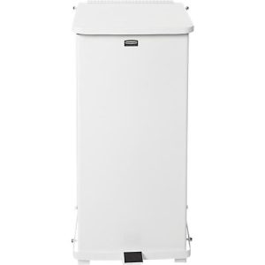 Tretabfalleimer Rubbermaid® Defenders®, rechteckig, Volumen 49 l, selbstschließender Deckel, Stahl verzinkt, weiß Tretabfalleimer Rubbermaid® Defenders®, rechteckig, Volumen 49 l, selbstschließender Deckel, Stahl verzinkt, weiß