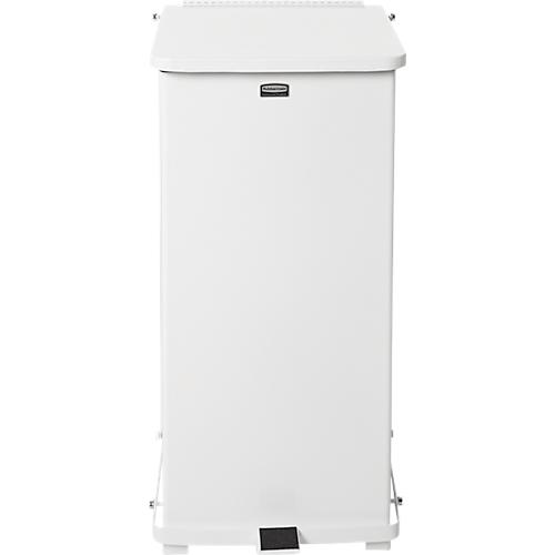 Tretabfalleimer Rubbermaid® Defenders®, rechteckig, Volumen 49 l, selbstschließender Deckel, Stahl verzinkt, weiß