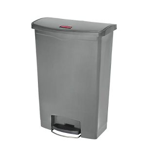 Tretabfalleimer Slim Jim®, Kunststoff, Fassungsvermögen 90 Liter, mit Rollen, grau Tretabfalleimer Slim Jim®, Kunststoff, Fassungsvermögen 90 Liter, mit Rollen, grau