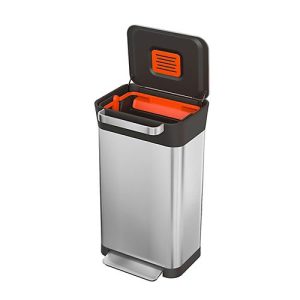 Tretmülleimer Intelligent Waste Titan, rechteckig, 30 l, mit Deckel, Müllpresse & Geruchsfilter, Edelstahl