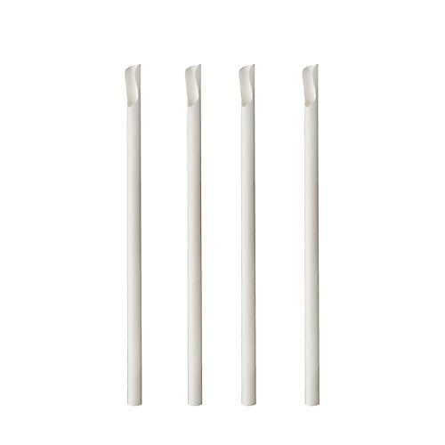 Trinkhalme Papstar Pure, mit Löffel, Einweg, L 200 x Ø 8 mm, aus FSC®-zertifiziertem Papier, weiß, 100 Stück