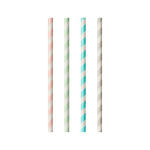Trinkhalme Papstar Stripes, Einweg, L 200 x Ø 6 mm, aus FSC®-zertifiziertem Papier, farbsortiert, 100 Stück