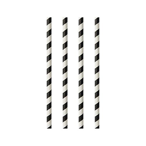 Trinkhalme Papstar Stripes, Einweg, L 240 x Ø 6 mm, aus FSC®-zertifiziertem Papier, schwarz-weiß, 100 Stück