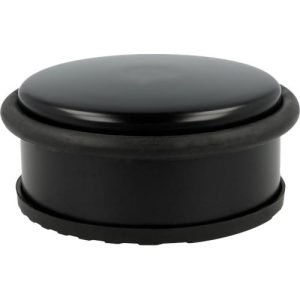 Türstopper, rund, mit türschonendem Gummiring, rutschfest, Ø 100 x H 40 mm, Edelstahl schwarz