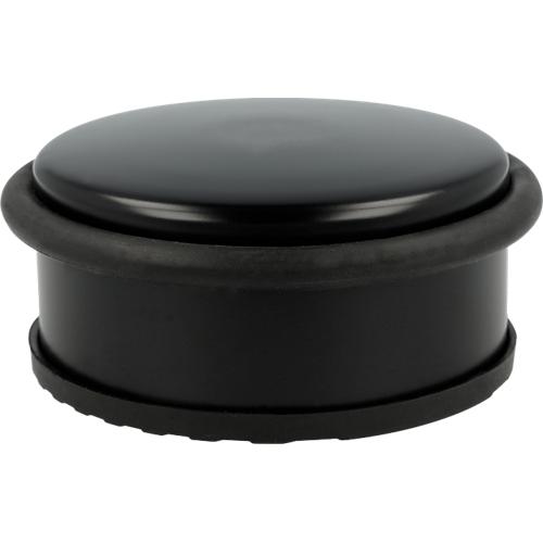 Türstopper, rund, mit türschonendem Gummiring, rutschfest, Ø 100 x H 40 mm, Edelstahl schwarz