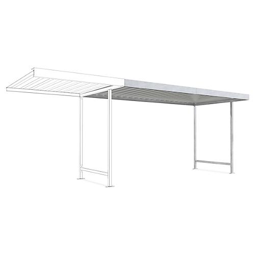 Überdachungssystem Modell Leipzig, einseitig, Anbaueinheit, T 2200 mm, B 4300 mm, verzinkt