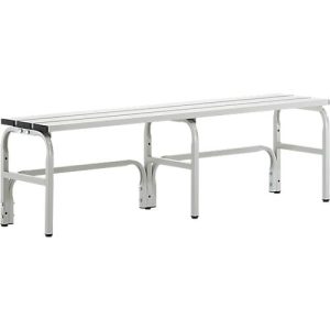 Umkleidebank, Stahlrohr/Alu, einfach, 1500 mm breit, lichtgrau Umkleidebank, Stahlrohr/Alu, einfach, 1500 mm breit, lichtgrau