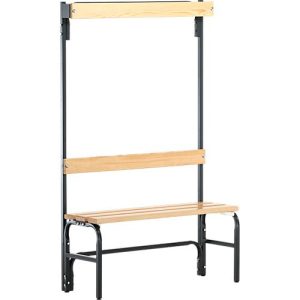 Umkleidebank, Stahlrohr/Holz, einfach, mit Garderobenteil, 1015 mm breit, anthrazit Umkleidebank, Stahlrohr/Holz, einfach, mit Garderobenteil, 1015 mm breit, anthrazit