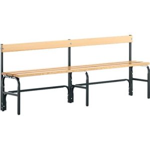 Umkleidebank, Stahlrohr/Holz, einfach, mit Rückenteil, 2000 mm breit, anthrazit Umkleidebank, Stahlrohr/Holz, einfach, mit Rückenteil, 2000 mm breit, anthrazit