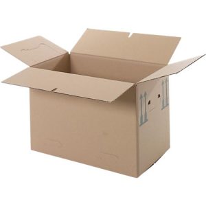 Umzugskarton, 1-wellig, bis 40 kg, Beschriftungsfeld, verstärkte Handgriffe, L 500 x B 300 x H 340 mm, braun Umzugskarton, 1-wellig, bis 40 kg, Beschriftungsfeld, verstärkte Handgriffe, L 500 x B 300 x H 340 mm, braun