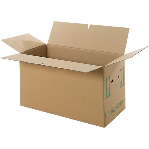 Umzugskarton, 2-wellig, bis 40 kg, Beschriftungsfeld, Doppelgriff-System, Schmetterlingsboden, L 610 x B 305 x H 320 mm, braun