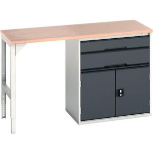 Unterbauwerkbank Bott verso, Multiplex-Platte, 2 Schubladen, 1 Tür, 1 Ablageboden, B 1500 x T 600 x H 930 mm, Lichtgrau / Anthrazitgrau Unterbauwerkbank Bott verso, Multiplex-Platte, 2 Schubladen, 1 Tür, 1 Ablageboden, B 1500 x T 600 x H 930 mm, Lichtgrau / Anthrazitgrau