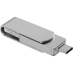 USB-Stick 3.0 4-in-1 OTG, USB-Typ-B, USB-Typ-C, Micro-USB und Lightning, Aluminium, silber, 16 GB USB-Stick 3.0 4-in-1 OTG, USB-Typ-B, USB-Typ-C, Micro-USB und Lightning, Aluminium, silber, 16 GB