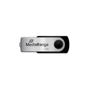 USB Stick MediaRange Serie MR, 32 GB, USB 2.0, Drehkappengehäuse, B 11 x T 11 x H 56 mm, schwarz-silber USB Stick MediaRange Serie MR, 32 GB, USB 2.0, Drehkappengehäuse, B 11 x T 11 x H 56 mm, schwarz-silber