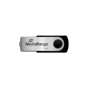 USB Stick MediaRange Serie MR, 64 GB, USB 2.0, Drehkappengehäuse, B 11 x T 11 x H 56 mm, schwarz-silber USB Stick MediaRange Serie MR, 64 GB, USB 2.0, Drehkappengehäuse, B 11 x T 11 x H 56 mm, schwarz-silber