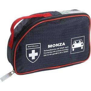 Verbandtasche MONZA, für das Auto, Inhalt nach DIN 13 164, B 250 x T 70 x H 150 mm, Nylon, blau-rot
