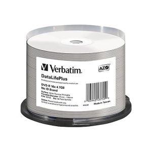 Verbatim DataLifePlus – 50 x DVD-R – 4.7 GB 16x – breite Thermodruckfläche – Spindel