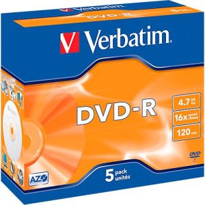 Verbatim® DVD-R, bis 16fach, 4,7 GB/120 min, 5er Jewelcase Verbatim® DVD-R, bis 16fach, 4,7 GB/120 min, 5er Jewelcase