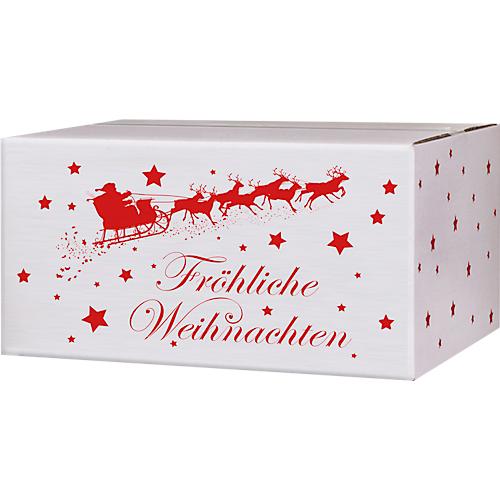 Versandkartons, mit Motiv „Weihnachtsschlitten“, bis 30 kg, Außenmaße 306 x 221 x 150 mm, Feinwellpappe, weiß-braun, 20 Stück