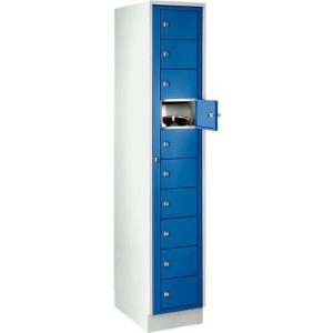Verteilerschrank, mit Zentraltür, Abteilbreite innen 350 mm, Breite 350 mm, 10 Fächer, enzianblau Verteilerschrank, mit Zentraltür, Abteilbreite innen 350 mm, Breite 350 mm, 10 Fächer, enzianblau